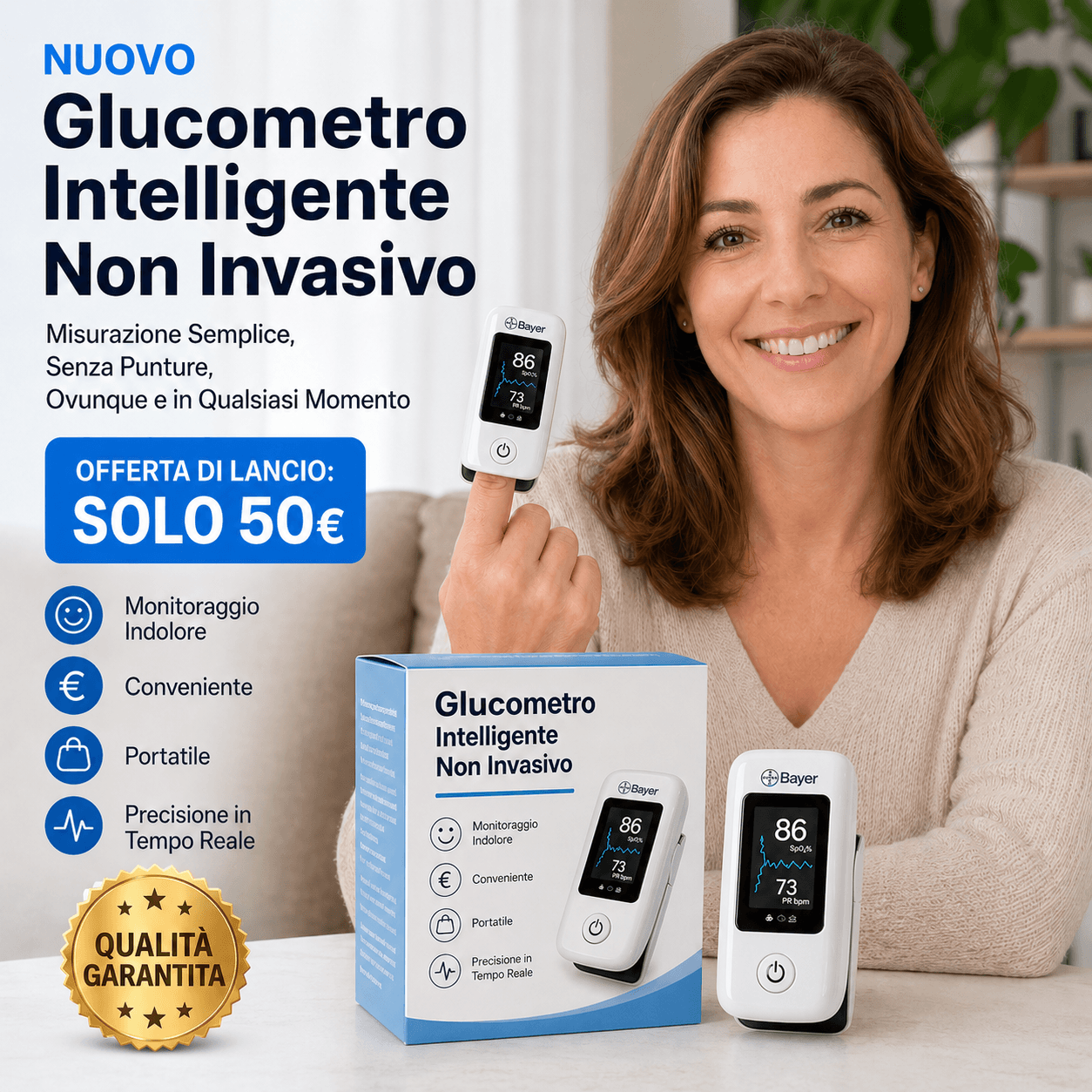 【11-in-1】Misuratore di glicemia multifunzionale non invasivo Bayer landing page variant 2