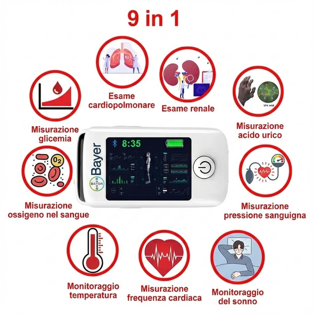【11-in-1】Misuratore di glicemia multifunzionale non invasivo Bayer creative